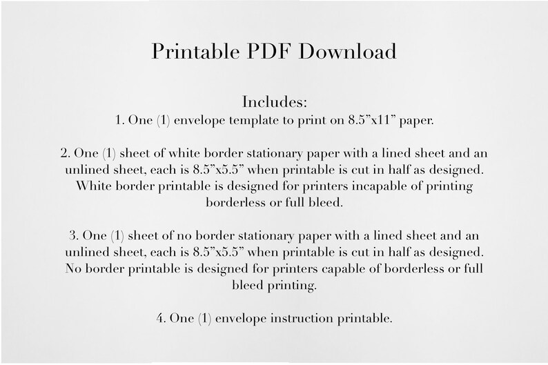 Printable Stationery Set Pen Pal Kit Letter Writing Set Etsy
