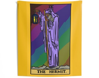 The Hermit Tarot Card Rainbow Indoor Wall Tapestries