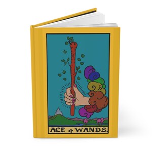 Diario de tapa dura mate con el Tarot del As de Bastos