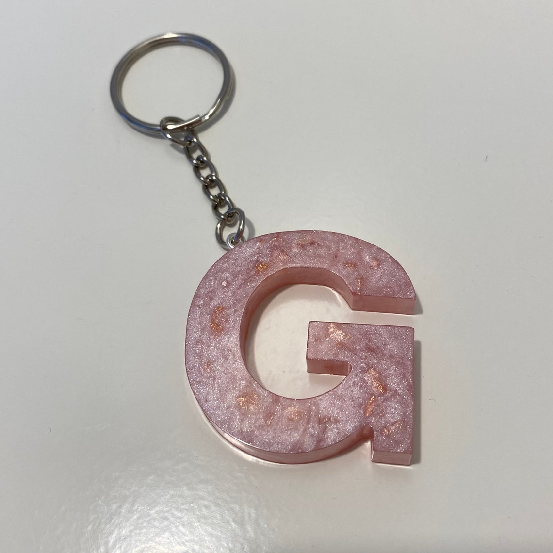 Handmade Resin Initial Letter G Keyring Keychain Pink & Etsy