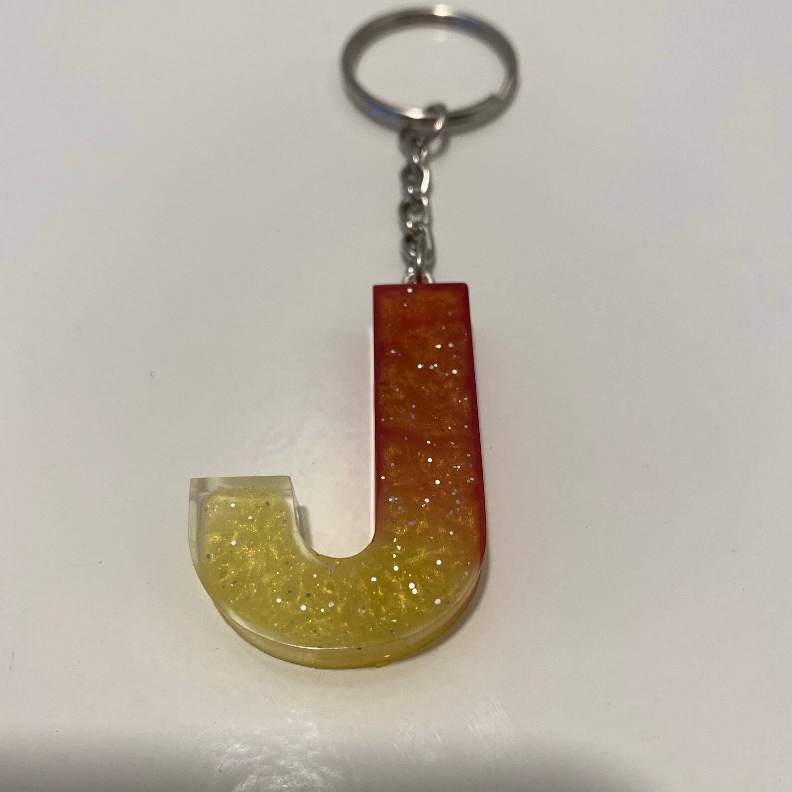 Letter J Keyring Resin Keyring Initial Keyring Keyring Etsy
