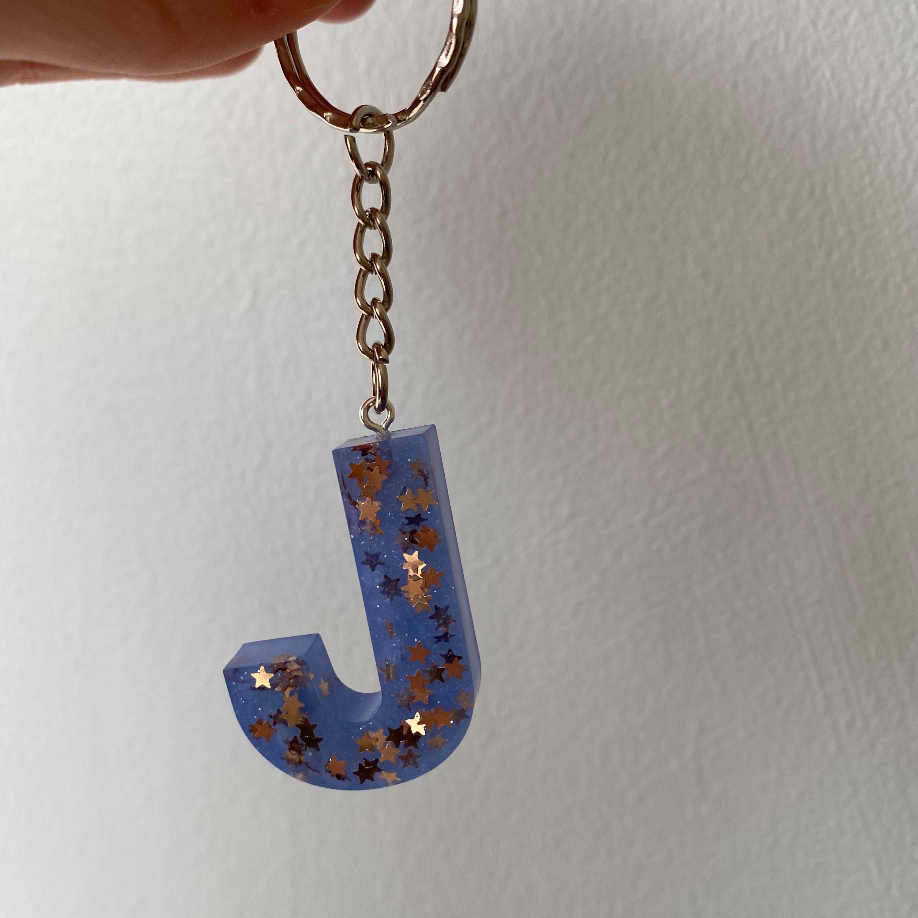 Handmade Resin Letter J Initial Keyring Keychain Purple Etsy