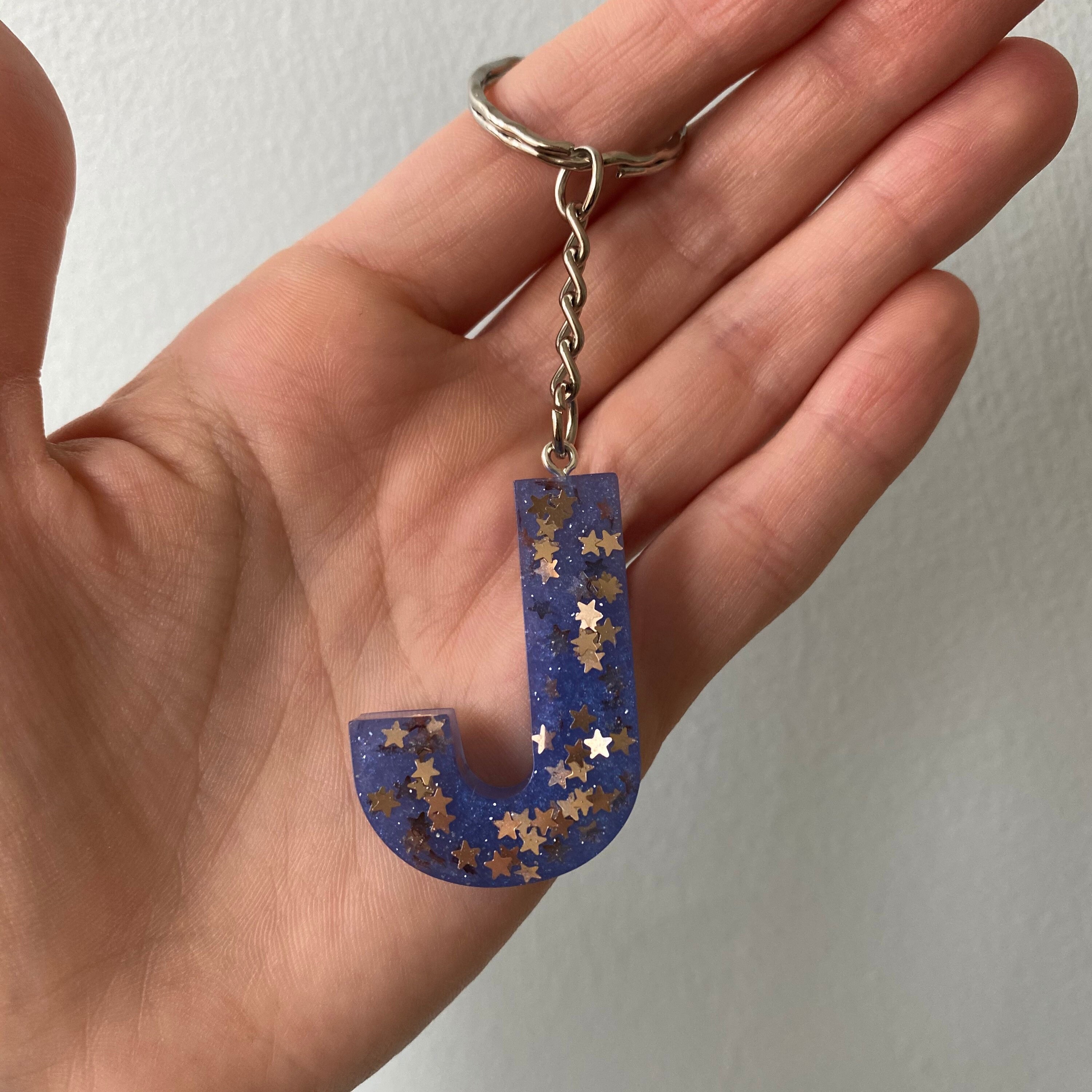 Handmade Resin Letter J Initial Keyring Keychain Purple Etsy
