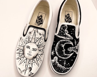 custom white vans slip ons