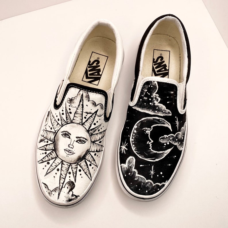 Vans Custom Moon and Sun | Etsy