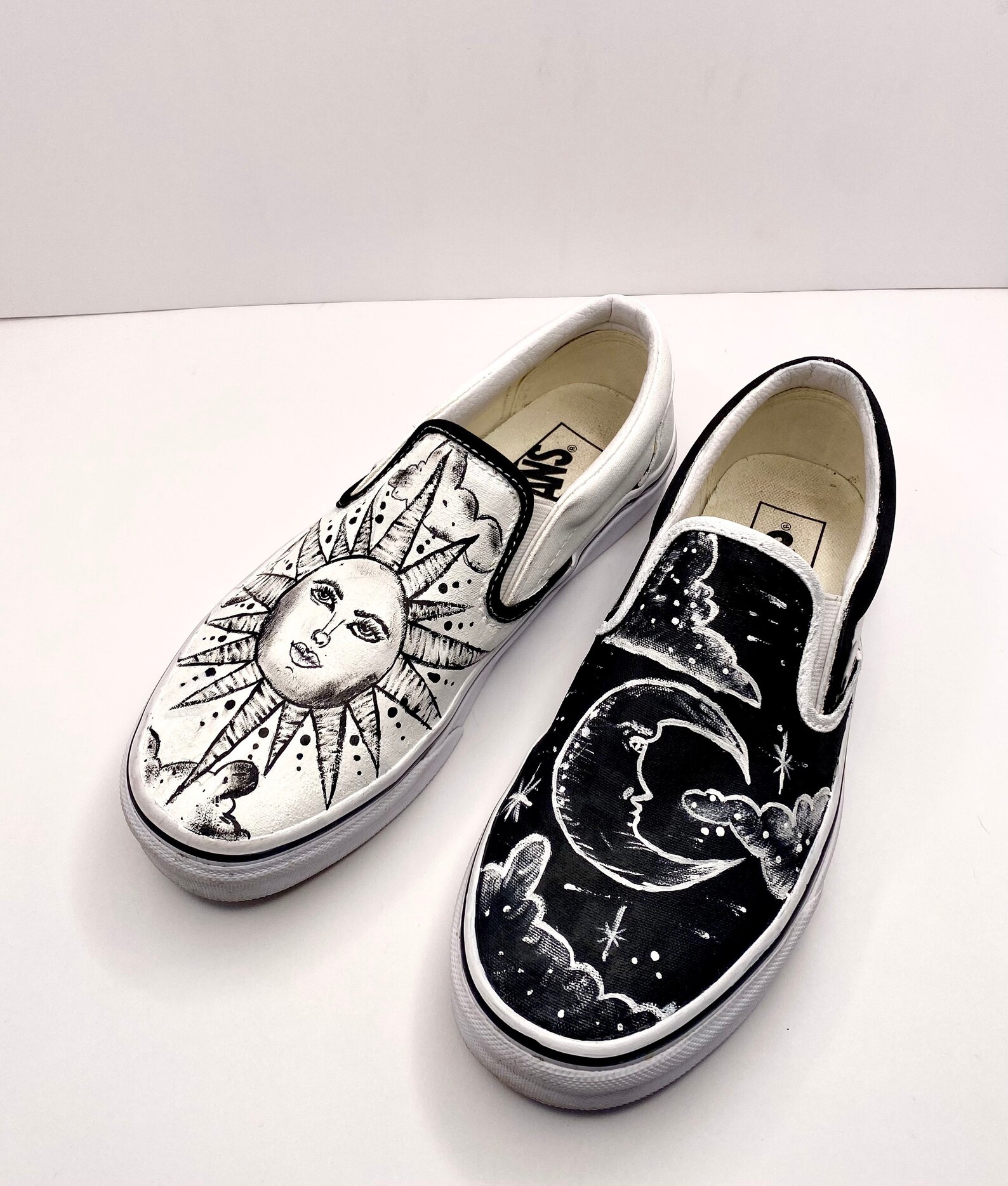 Vans Custom Moon and Sun Etsy
