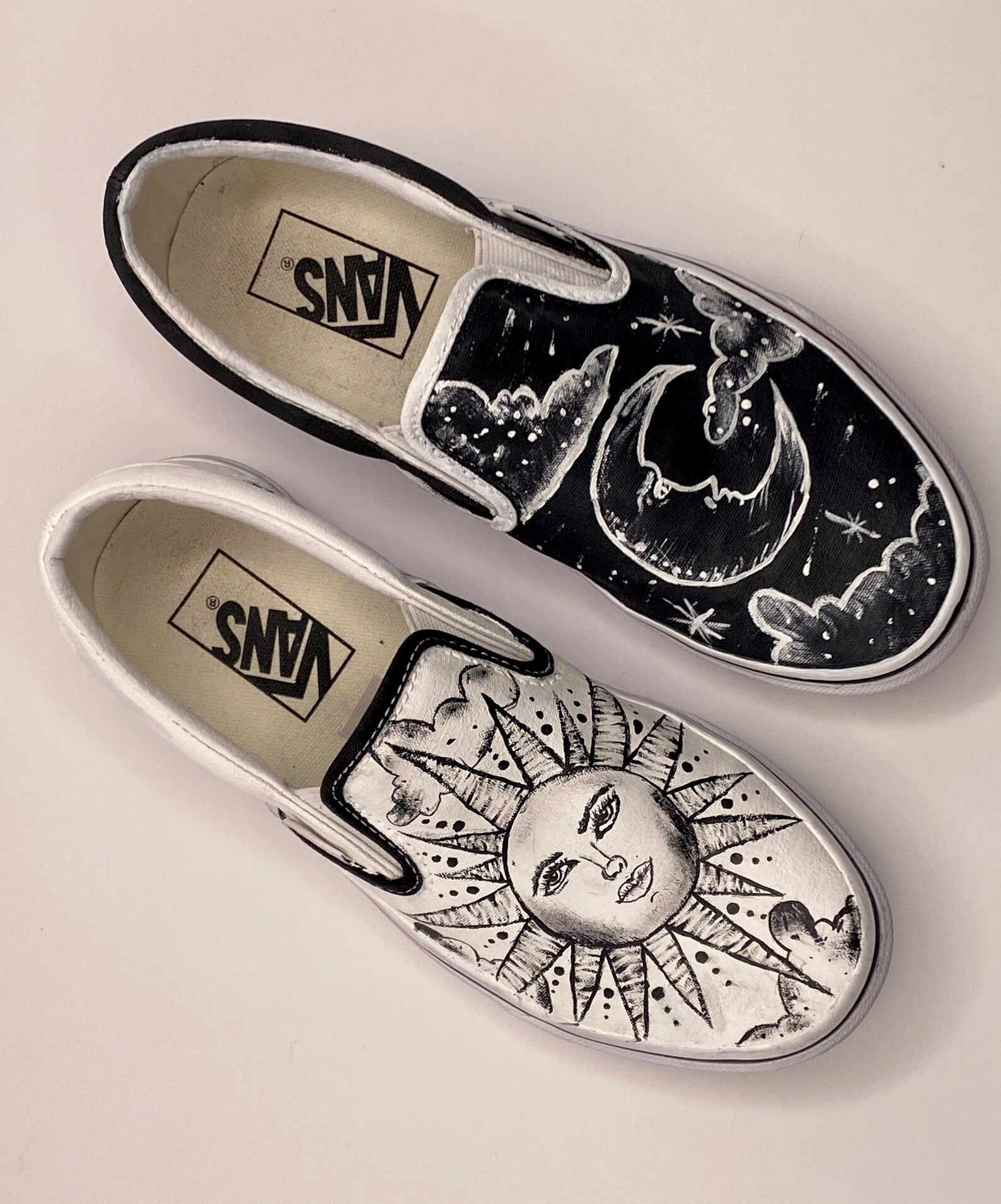 Vans Custom Moon and Sun | Etsy