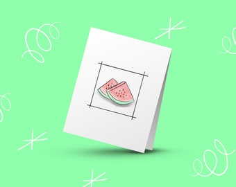 PRINTABLE Greeting Card, Digital Blank Card, Simple Design, Minimalist Greeting Card, Fruit Greeting Card, Instant Download Card, Watermelon
