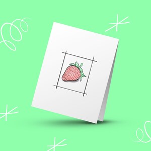 PRINTABLE Greeting Card, Minimalist Greeting Card, Fruit Greeting Card, Instant Download Cards, Just Because Card, Water Color, Strawberry