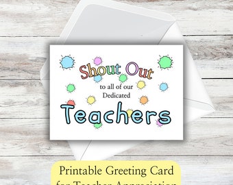 Teacher Appreciation Card, Card for Teacher, Teacher Appreciation Gift, Teacher Appreciation Week, Printable Card,  Thank You Teacher Card