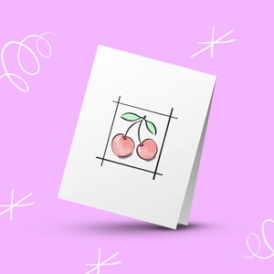 PRINTABLE Greeting Card, Digital Blank Card, Simple Design, Minimalist Greeting Card, Fruit Greeting Card, Instant Download Card, Cherries