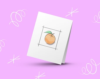 PRINTABLE Greeting Card, Minimalist Greeting Card, Fruit Greeting Card, Instant Download Cards, Just Because Card, Water Color, Orange