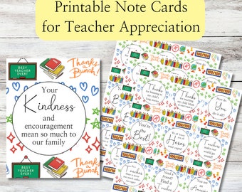 Teacher Appreciation Gifts, Card for Teacher, Teacher Appreciation Gift Bulk, Teacher Appreciation Week, Printable Notecards, Printable