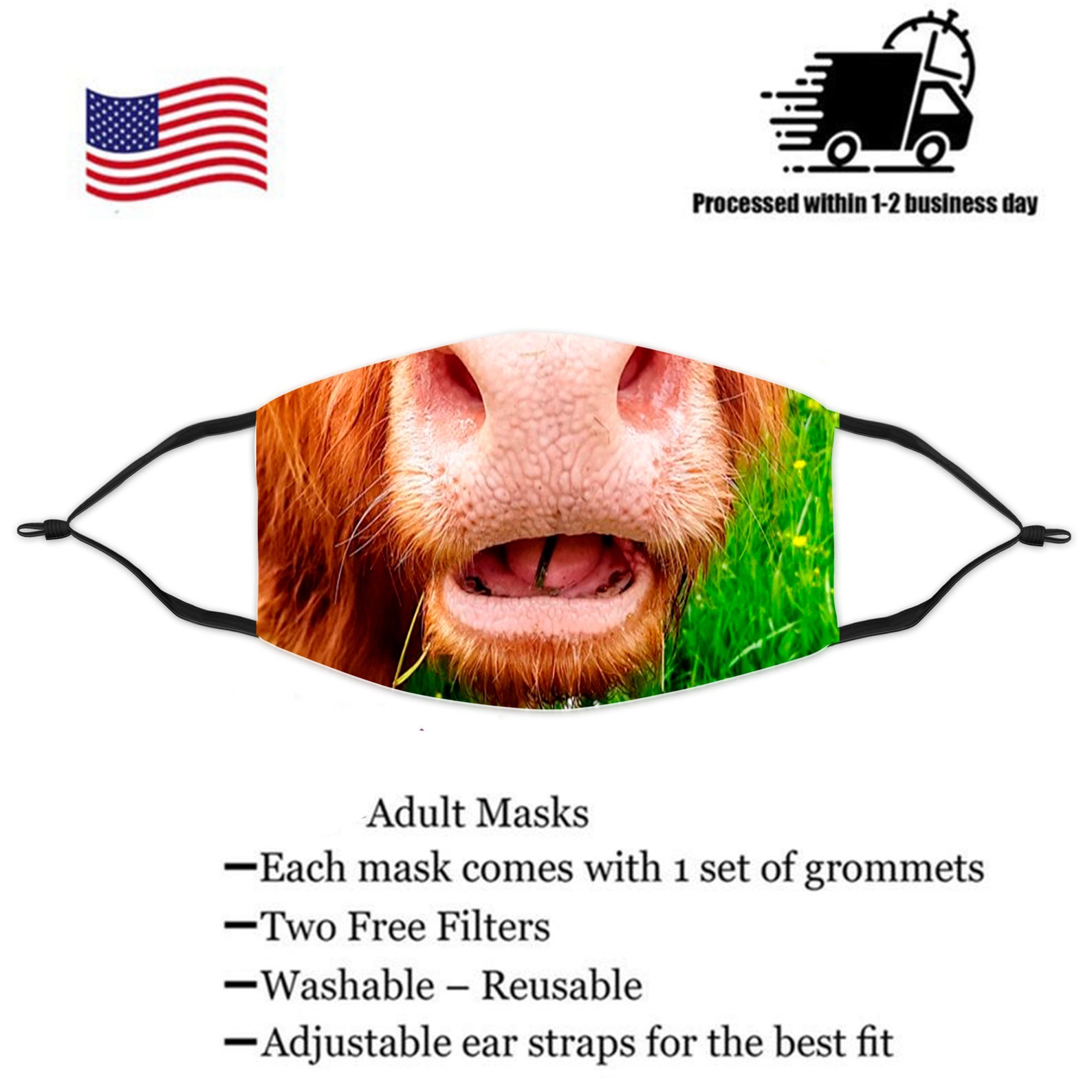 The Cow Face Mask Adult Face Mask Cow Mask With Filters Etsy