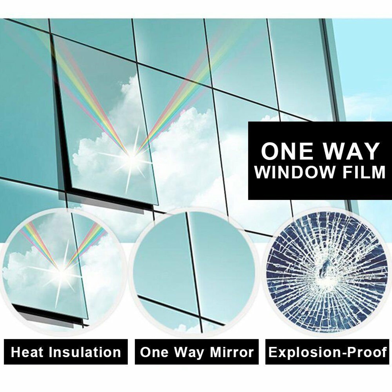 Window Film One Way Privacy Sun Blocking Antiuv Heat Control