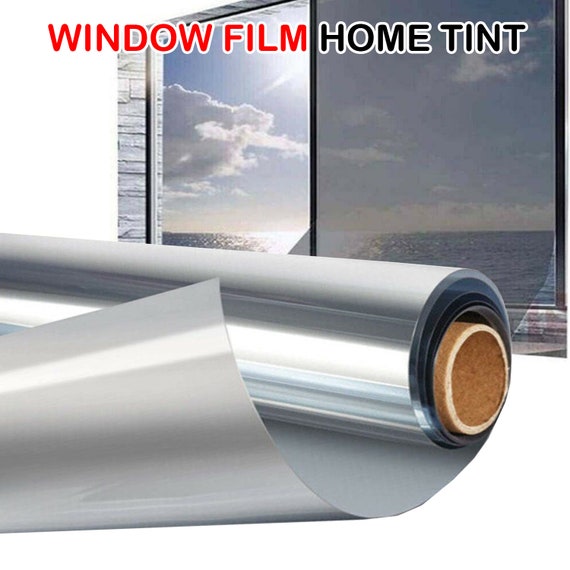 Silver One Way Mirror Window Film Daytime Privacy, Non-adhesive Anti UV  Heat Control Reflective Window Tint for Home Office Static Cling 