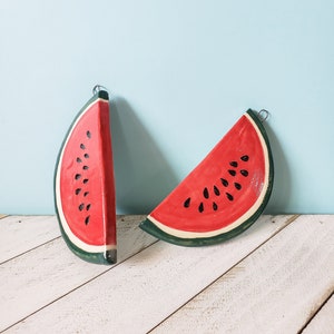 Watermelon Slice Wall Decor Wall Art, Ceramic Art, Handmade Summer Fruit Watermelon Ceramic Tile image 1