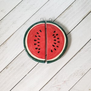 Watermelon Slice Wall Decor Wall Art, Ceramic Art, Handmade Summer Fruit Watermelon Ceramic Tile image 5