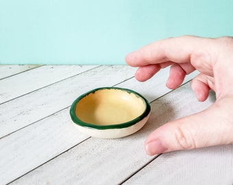 Mini Green and Cream Colored Ceramic Tray