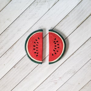 Watermelon Slice Wall Decor Wall Art, Ceramic Art, Handmade Summer Fruit Watermelon Ceramic Tile image 2