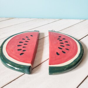 Watermelon Slice Wall Decor Wall Art, Ceramic Art, Handmade Summer Fruit Watermelon Ceramic Tile image 3