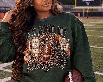Football Mom Sweatshirt – Fall Game Day Crewneck, Leopard Accents, Cozy Fall Vibes