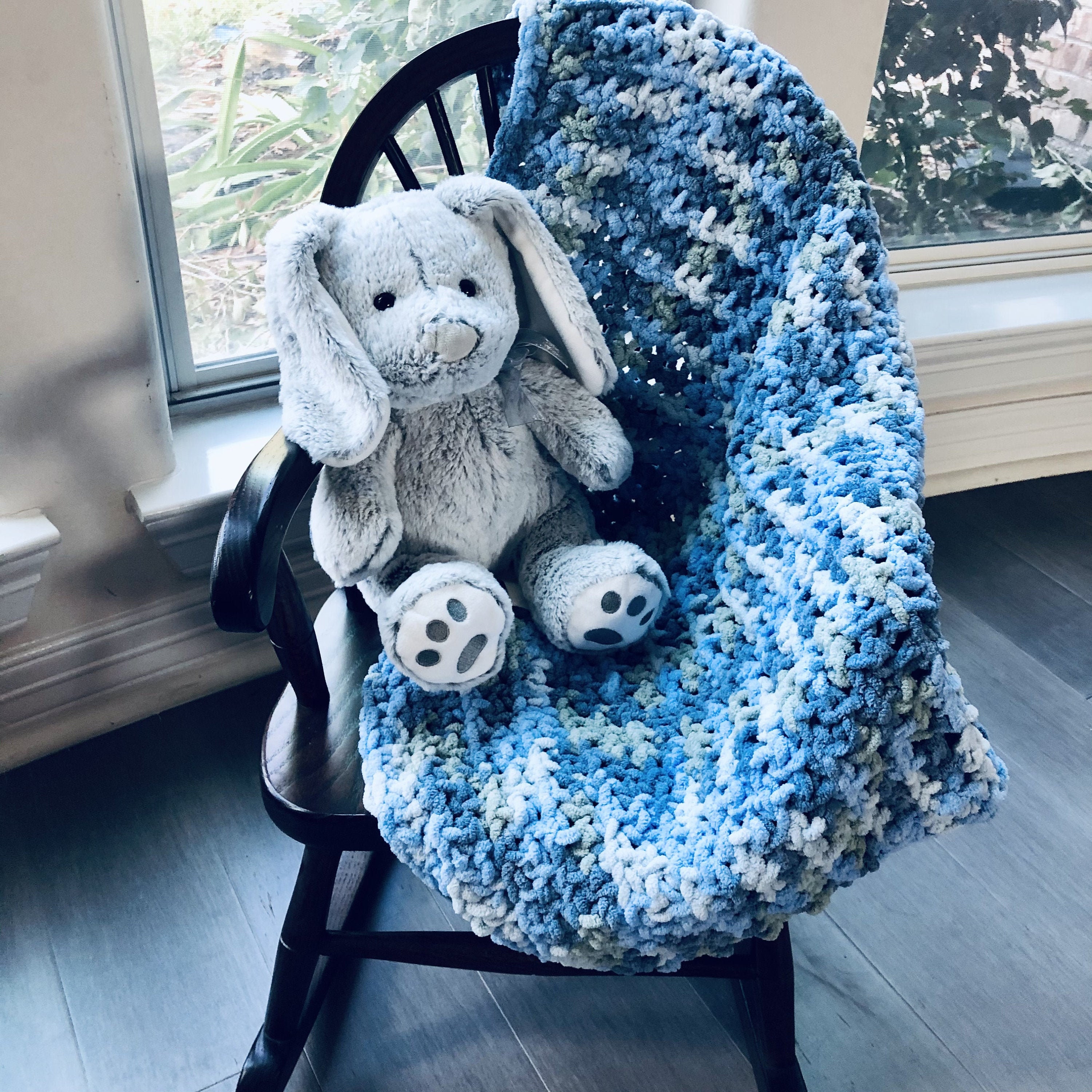 Couverture pour bébé au crochet faite à la main pour garçon Bleu, Denim et  Olive -  Canada