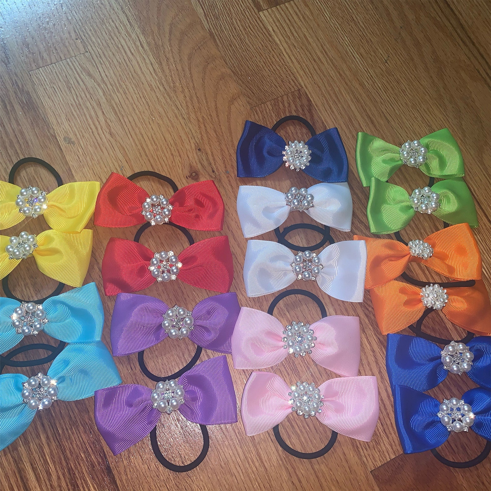 2 Brand New 4 Inch Pony Tail Ribbon With Rhinestones And Etsy