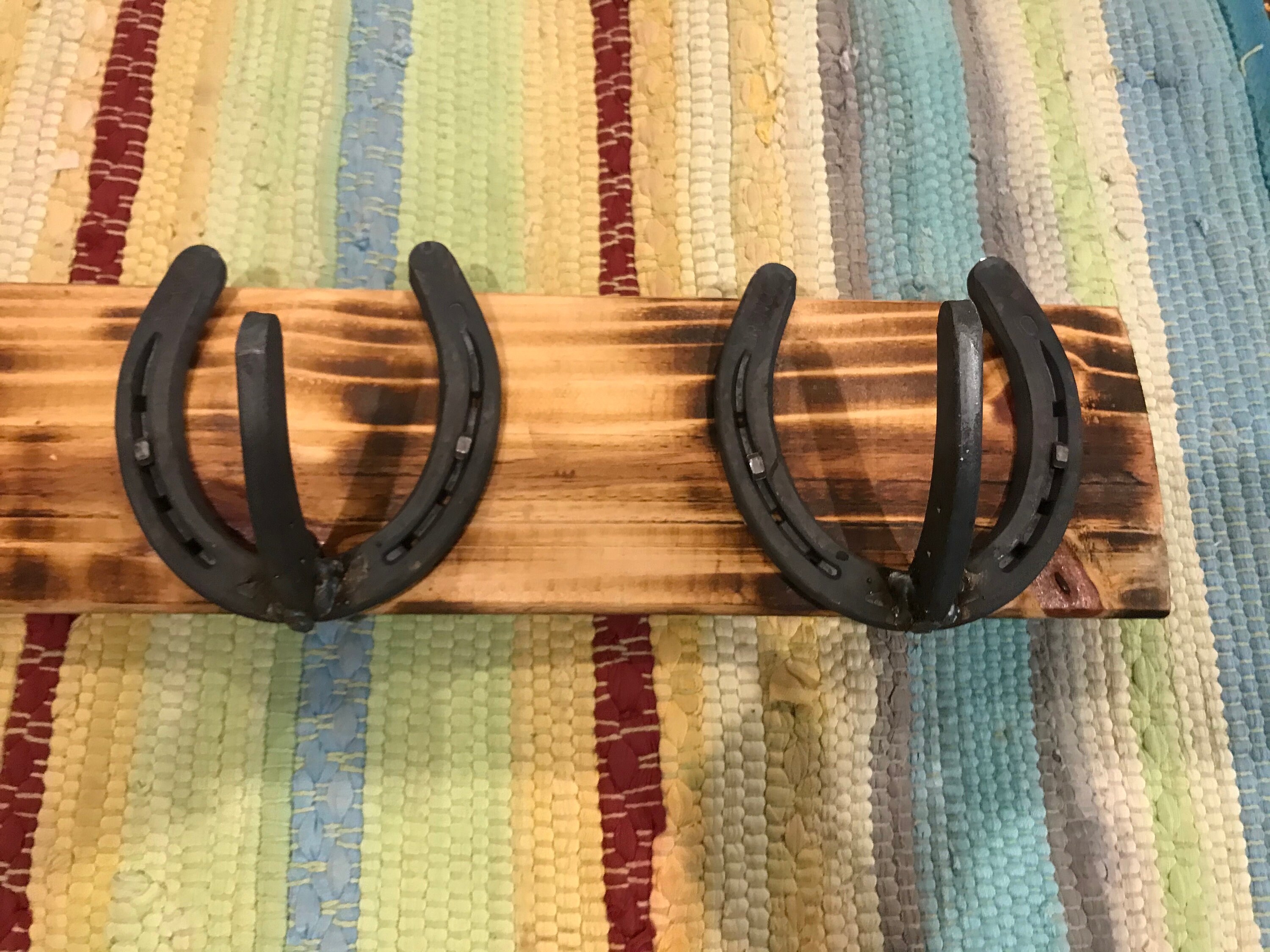 Wood Metal Reclaimed Horseshoe Coat Rack 22 Inch Etsy