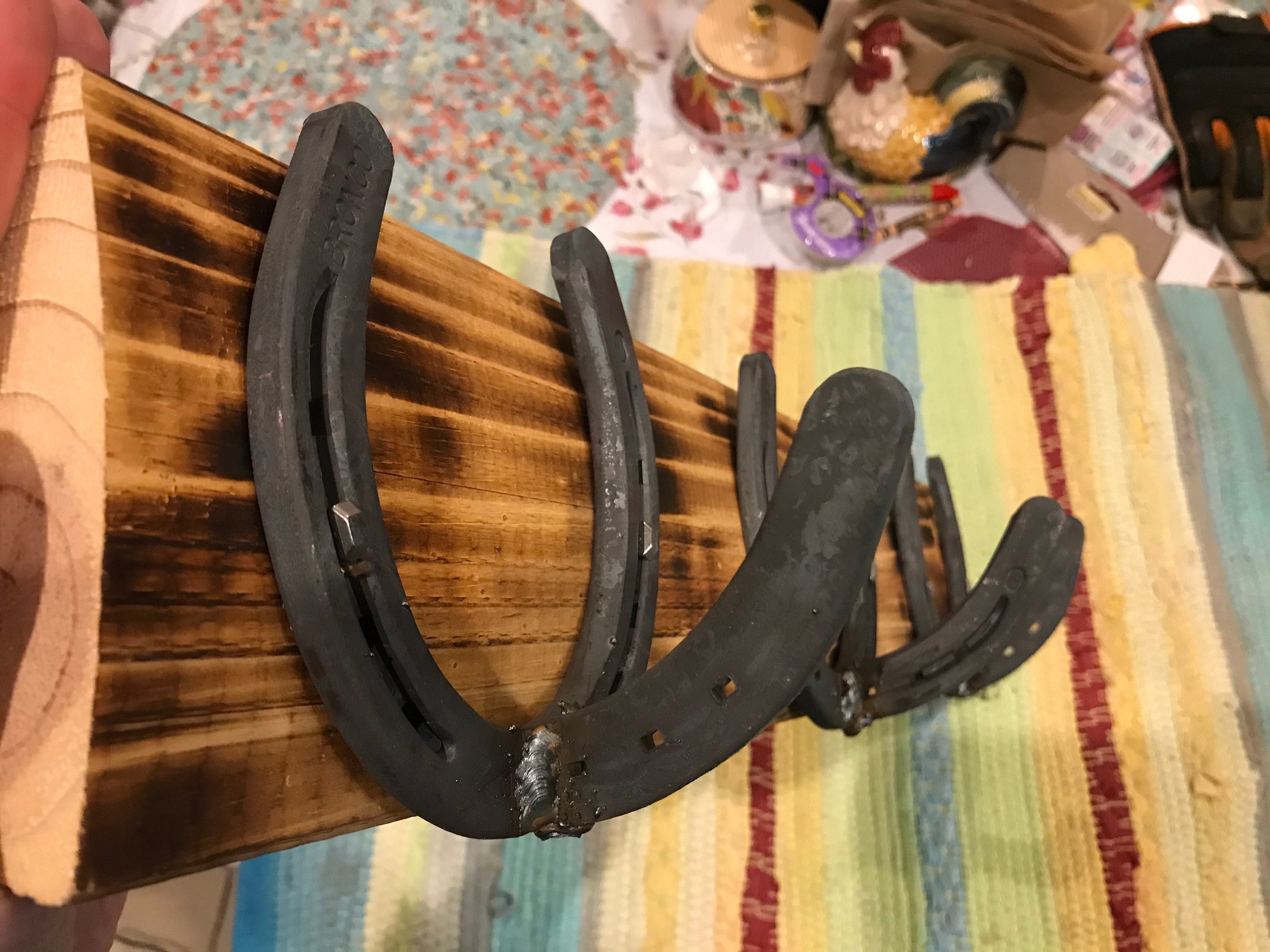 Wood Metal Reclaimed Horseshoe Coat Rack 22 Inch Etsy
