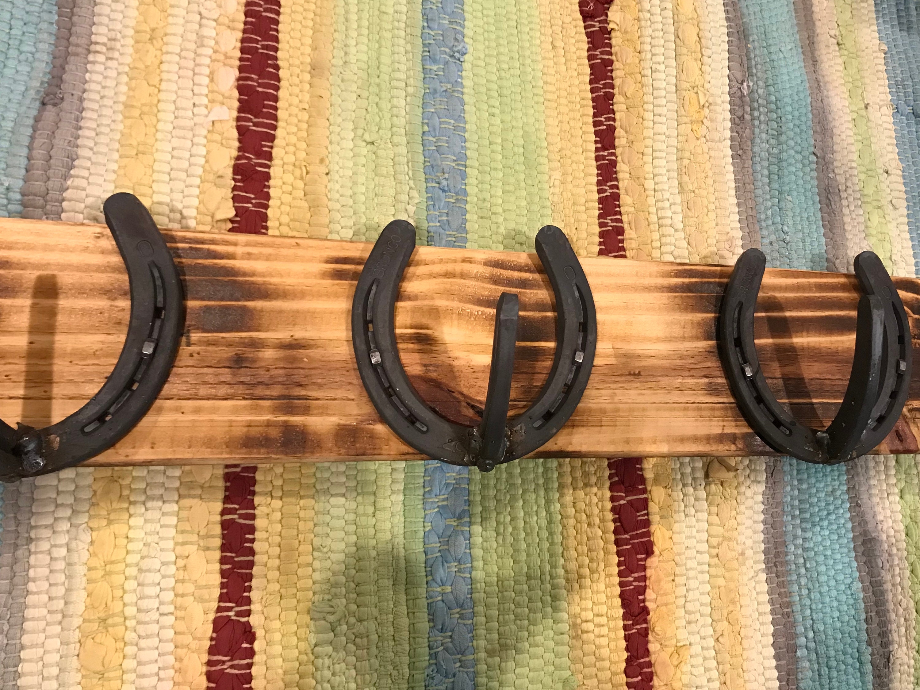 Wood Metal Reclaimed Horseshoe Coat Rack 22 Inch Etsy