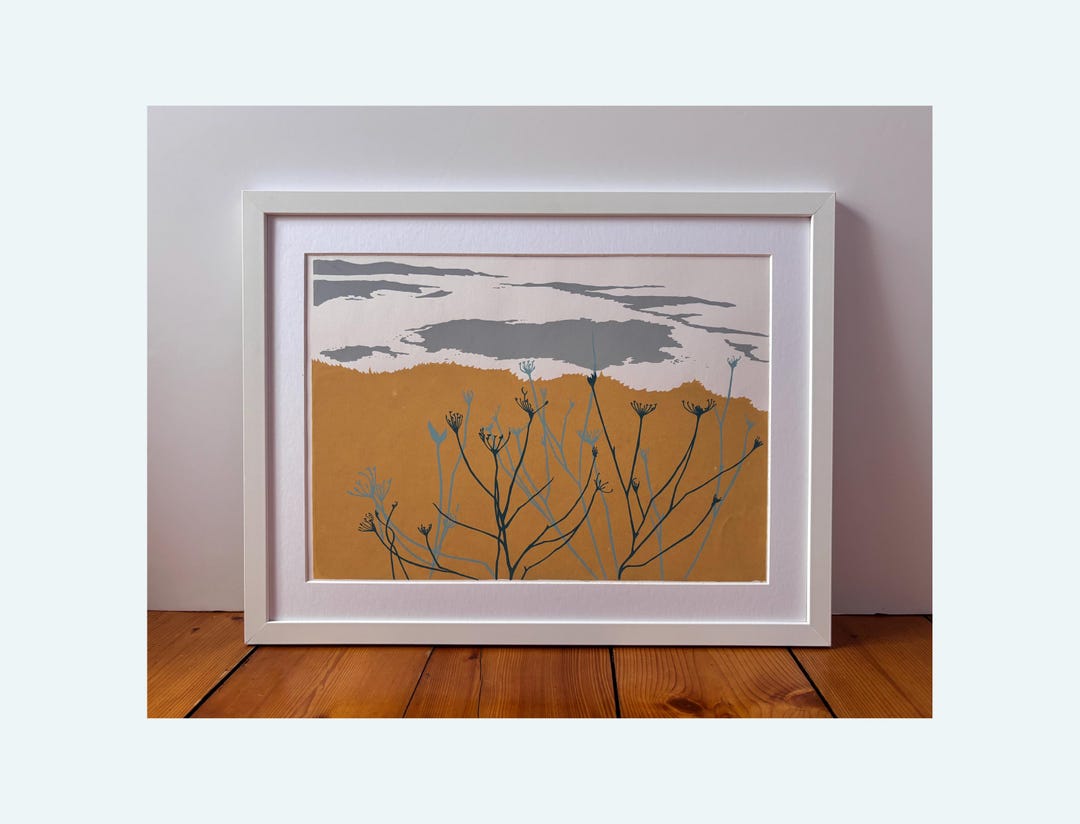 A3 Abstract Floral Screenprint, Mustard Yellow Botanical Wall Art - Etsy