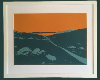 Trees in the Distance' A3 Screenprint, Original Landscape Art Print, mountain art, Welsh Landscape, wall art print