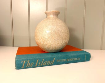 Vintage orange and teal hardcover novvel The Island by Peter Benchley 1979