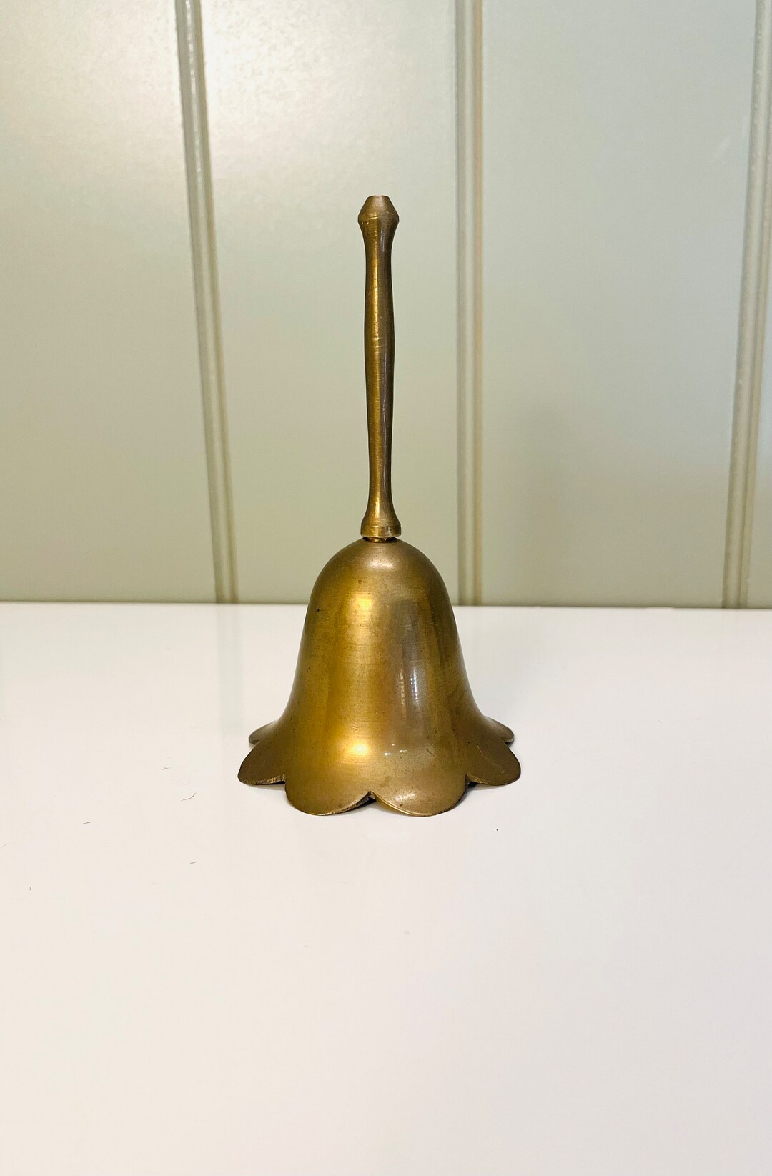 Vintage Brass Tulip Scalloped Edge Bell. Dainty Stem. Boho Eclectic ...