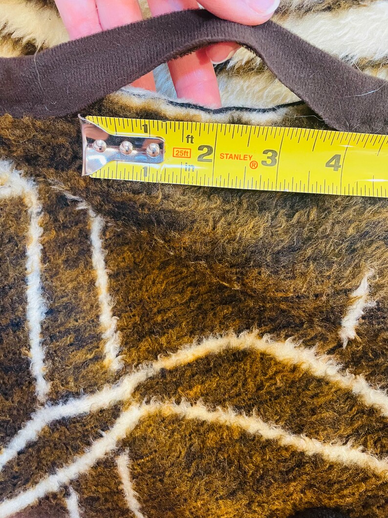 Vintage Rare Biederlack Reversible Lion Face Blanket. Tan/brown/beige