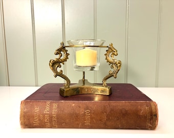 Vintage brass three leg pedestal votive candle holder