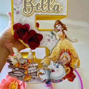 Beauty and the Beast 3D Letter Party Decoration • Belle Table Centerpiece for Birthday • Custom Number or Letter for Kids Party