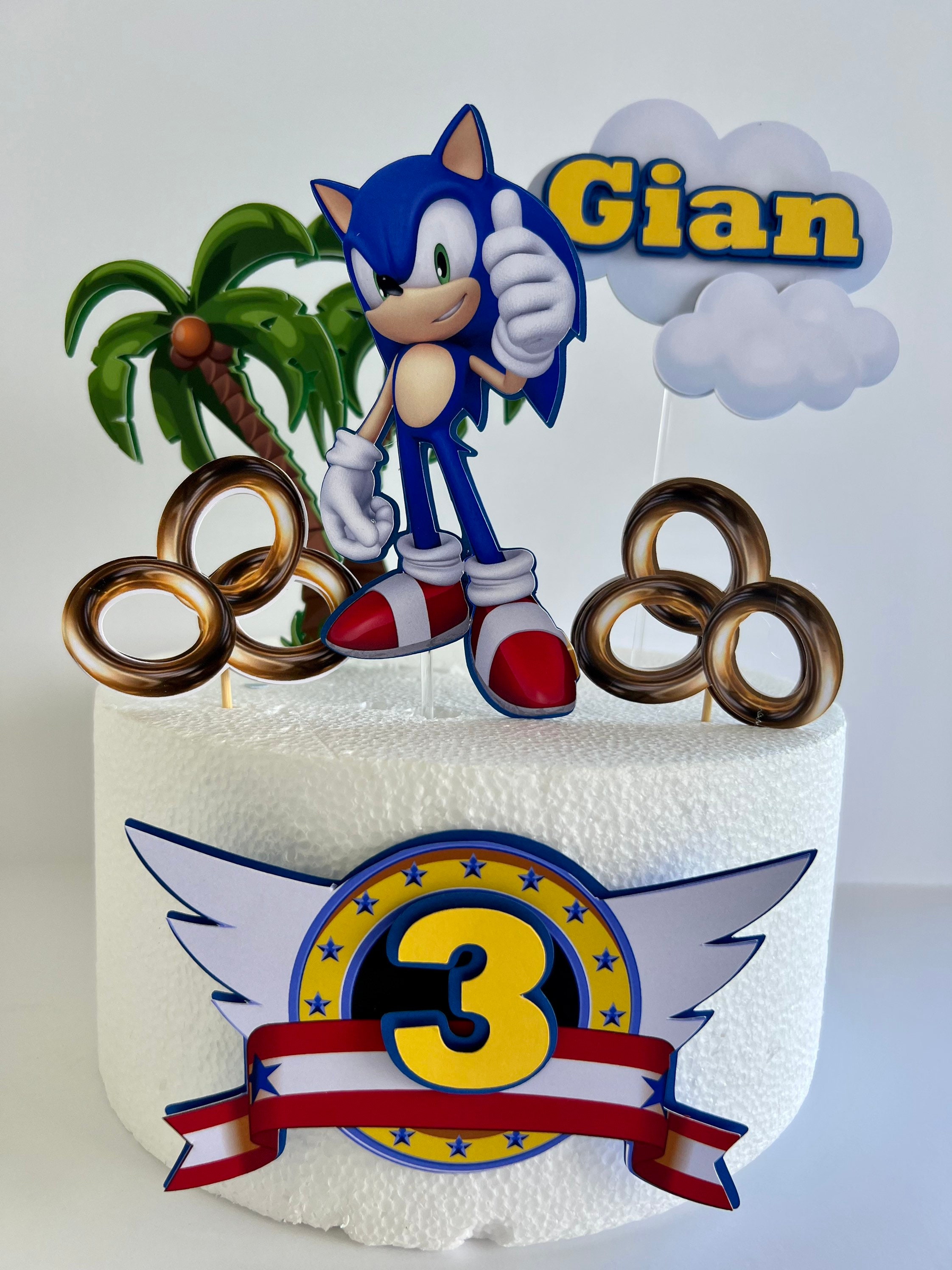 Custom Sonic the Hedgehog Cake Topper, Birthday Cake Topper