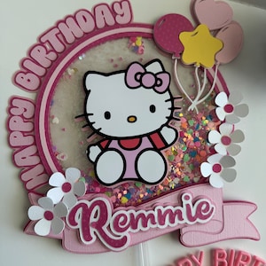 Kitty Cake Topper, Happy Birthday Pink Kitty Cake Topper Decor
