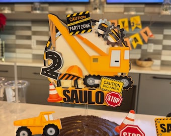 Construction Cake topper/ Construction Theme/ Party Decoration/ Cake topper/ Truck Birthday/ Construction Truck Party/ Construction Decor