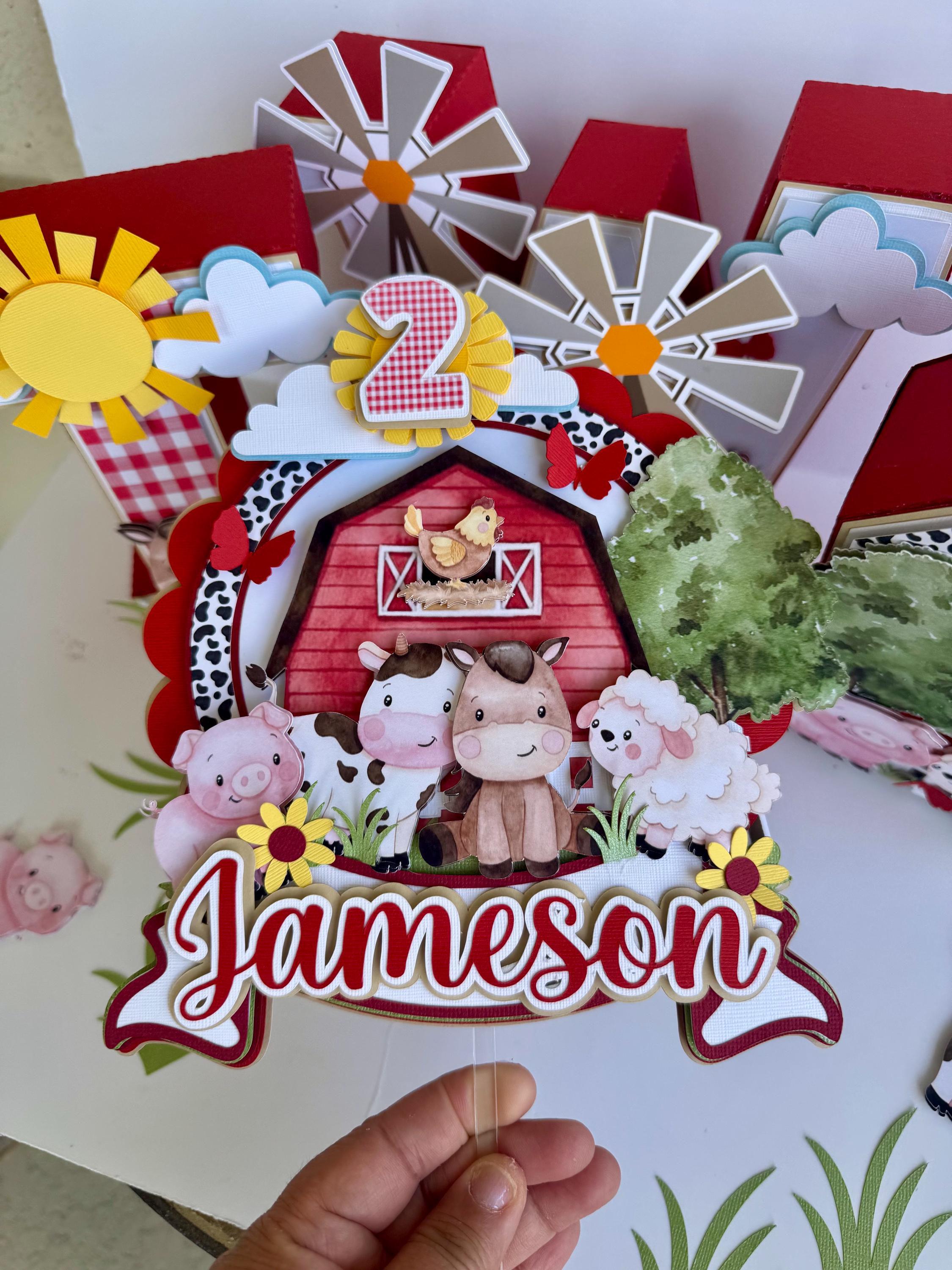 Farm Cake Topper, Farm Cake Topper, Cute Farm Cake Topper, Pink Farm ...