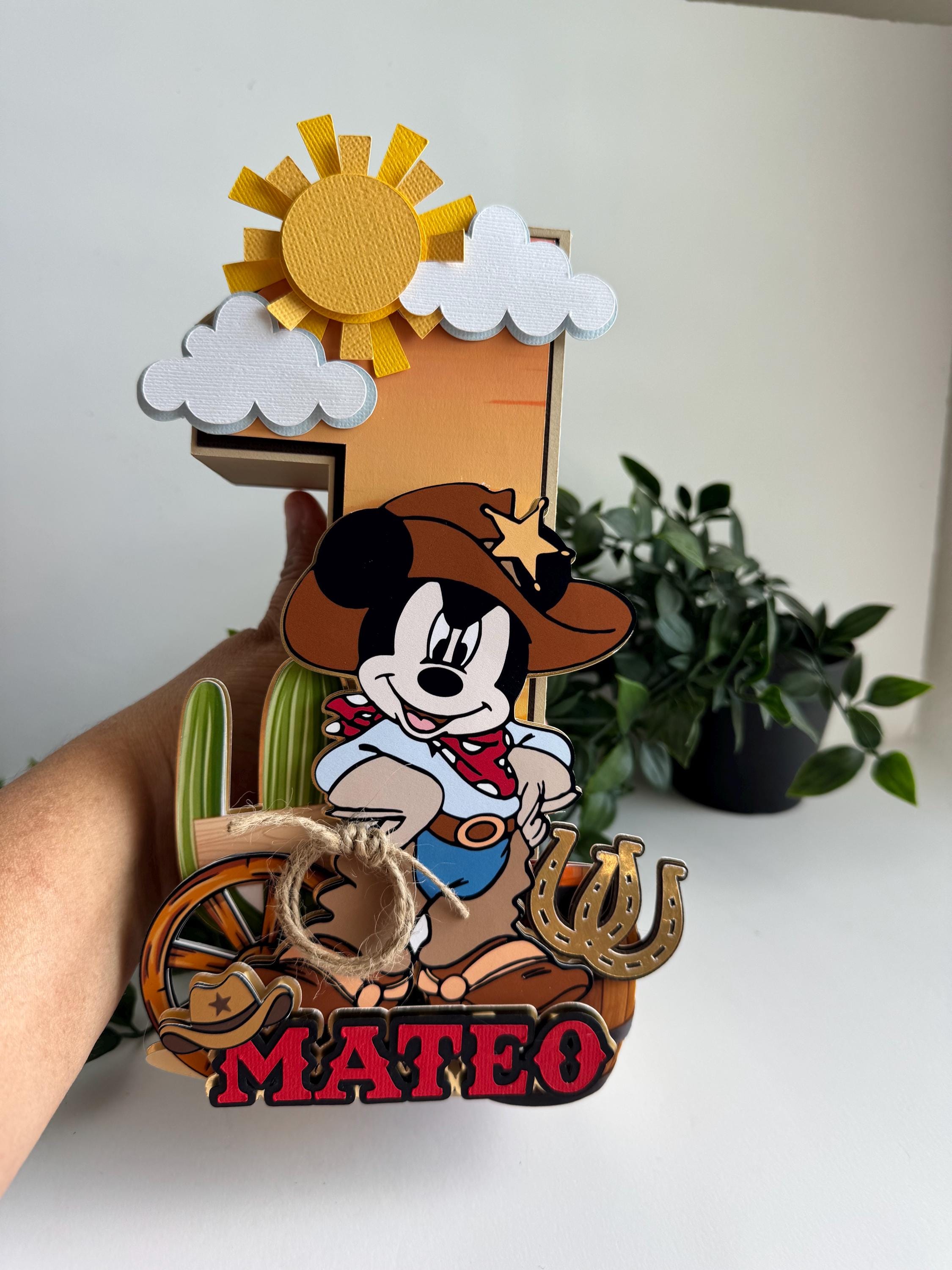 Mickey Cowboy Rodeo 3D Number, Cowboy Theme Centerpieces , Baby’s First ...