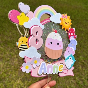 Squishmallows Theme Cake Topper | Cute Plush Animal Cake Topper | Birthday Cake Topper | Party Decoration