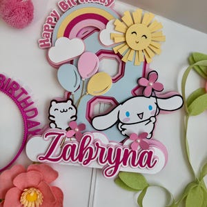 Kawaii Bunny Shaker Cake Topper, Cute Bunny Cake Topper, Bunny Party Supplies, Kawaii Party Decor