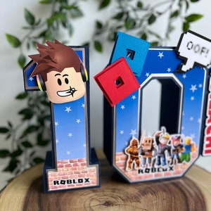 Letras 3D de Roblox - Letras 3D de Roblox - Decoración de centro de mesa de Roblox - Cumpleaños del juego Roblox - Decoración 3D de números de Roblox para los números 10, 11, 12...