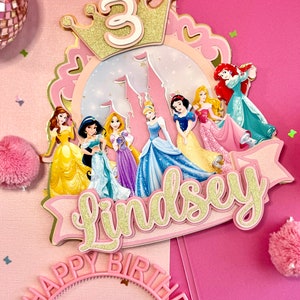 Princess Disney Cake Topper , Disney Birthday Decor , Princess Girls Party