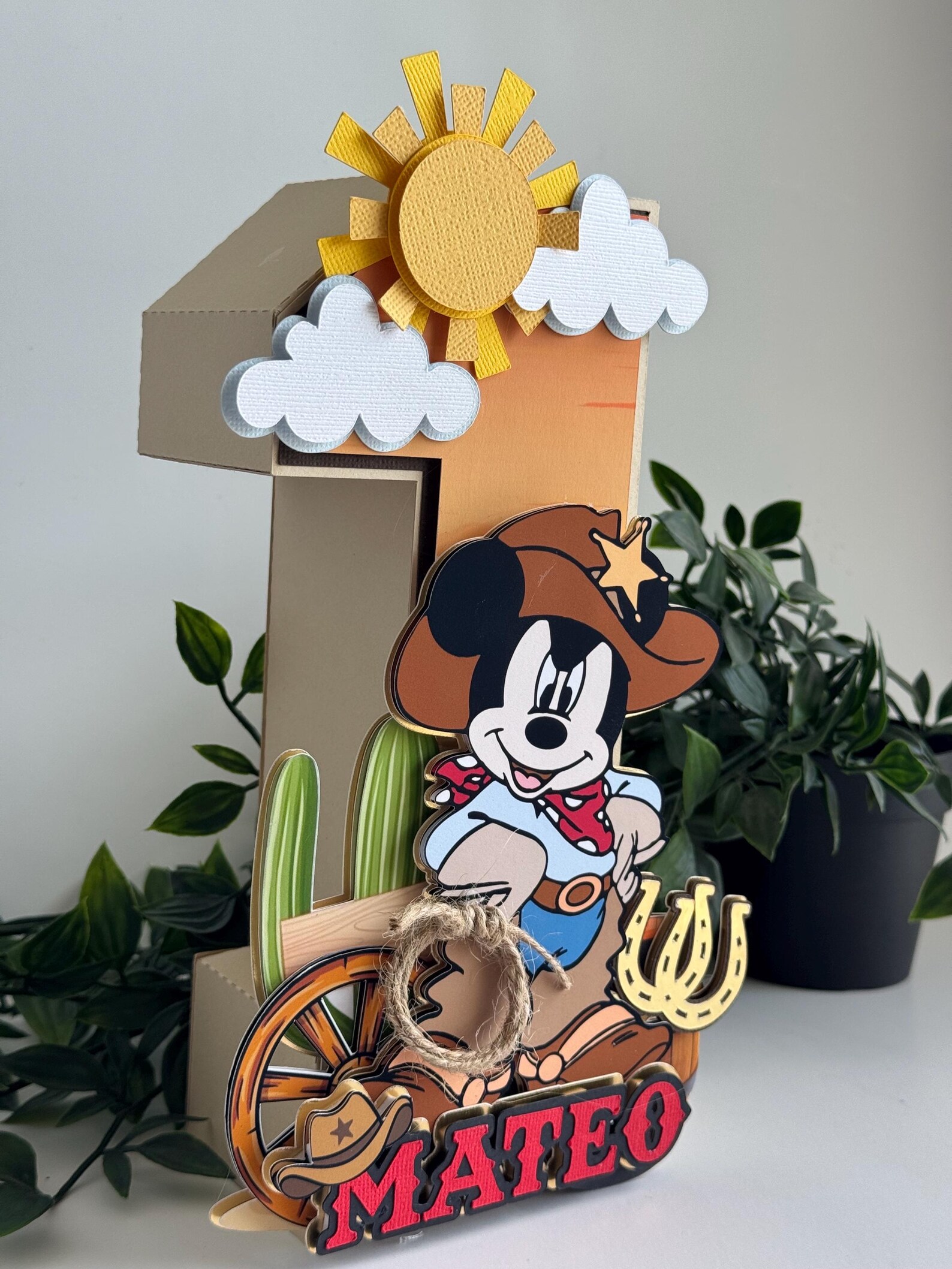 Mickey Cowboy Rodeo 3D Number, Cowboy Theme Centerpieces , Baby’s First ...