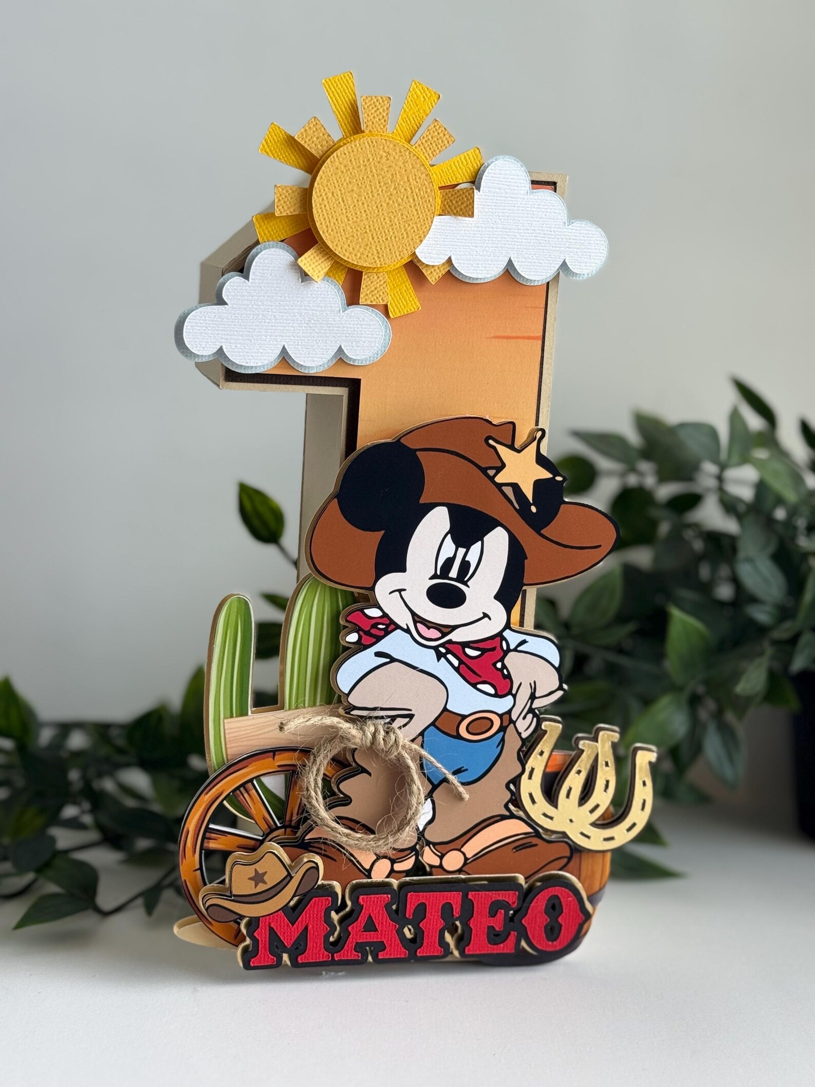 Mickey Cowboy Rodeo 3D Number, Cowboy Theme Centerpieces , Baby’s First ...