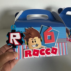 Boîte cadeau Roblox, anniversaire Roblox, sacs de fête, sacs Roblox Gable, sac cadeau de fête Roblox, boîte de bonbons 3D Roblox